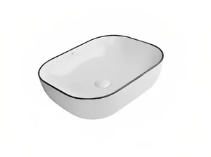 כיור מונח לבן פס עיטור שחור