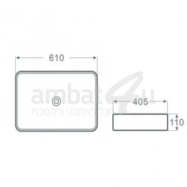 כיור מונח לבן מבריק דק 61/40.5