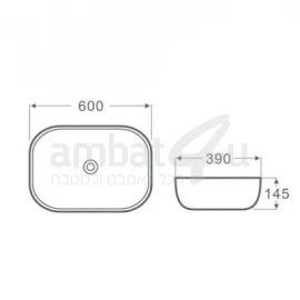 כיור מונח לבן דפנות דקות