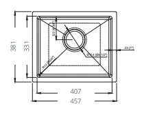 כיור מטבח נירוסטה וינו 45.7/38.1 מוברש