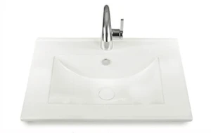 כיור חרס אינטגרלי סקיני לבן מבריק - מידות לבחירה