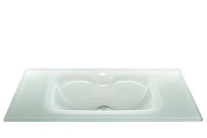 כיור זכוכית אינטגרלי במידות שונות - לבן