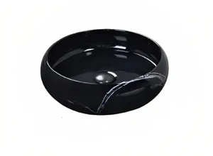 כיור מונח שחור מבריק עם גידים מרטיני